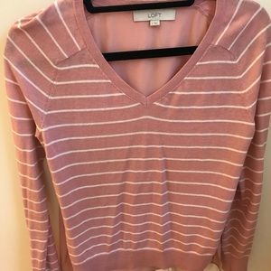 Striped blush mixed media sweater